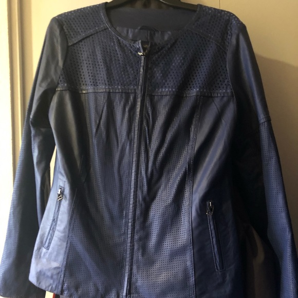 My Tribe Blue Perforated Genuine leather jacket - Picture 8 of 8